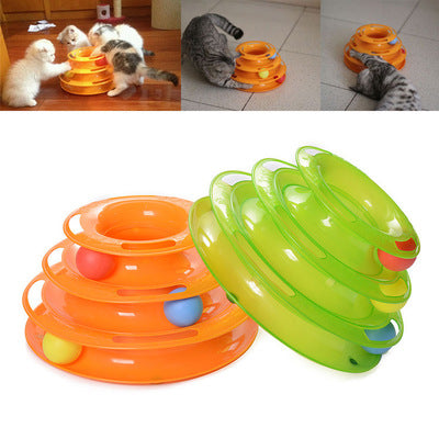 Three Levels pet cat toy Tower Tracks Disc